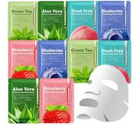 10PCS Face Masks Gift Set,Skincare Sheet Mask,Hydrating Facemasks For Women,Hydrating & Nourishing,Fruit Extract Facial Beauty (F)