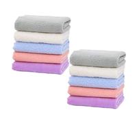 10pcs Face Towel Coral Fleece Square Cloth for Boy Girl | Soft Fluffy Finish, Quick Drying Feel, Gentle on Skin, Multi-purpose Use for Mealtime and Makeup Removal