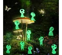10PCS Fairy Garden Accessories Tree Elves Glow in Dark Garden Alien Decor Miniature Luminous Ghost kit for Micro Landscape Garden Decoration Outdoor Status Patio Lawn Yard Kit (Green)