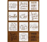 10PCS Faith Stencils Sets, Inspirational Stencils for Painting On Walls, Canvas and Wood, 8" x 8" Reusable Religious