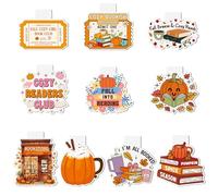 10Pcs Fall Pumpkin Magnetic Bookmarks - Funny Cozy Reader Bookmarks for Reading, Cute Pumpkin Book Mark Clips Fall Page Markers for Book Lover Students Teachers Autumn Thanksgiving Bookish Gifts