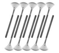10pcs Fan Makeup Brushes for Precise Highlighting and Detail Work | Fiber Bristles, Wooden Handle, Skin-friendly Feel, Portable Use for Travel, Black Finish, Nose Bridge and Acid Essence