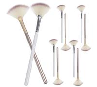 10pcs Fan Shaped Makeup Brush Small Fibre Wood Fan Highlighter Brush