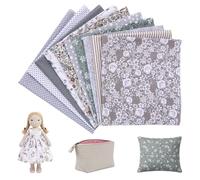 10PCS Fat Quarters Fabric Bundles, 50 x 50cm 100% Cotton Quilting Fabric, Precut Floral Patchwork Cotton Sheets for DIY Crafting, Sewing Projects, Easter & Spring Home Decor(Grey)