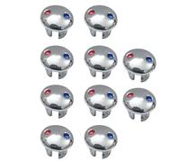 10PCS Faucet Handle Hot And Cold Water Sign Red And Blue Label Decoration Cover Kitchen Bathroom Mixer Tap Indicate Accessories(Silver)