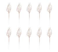 10pcs Faux Flower Leave Stems, Glittering, Rose gold | Frosted Flower Picks for Tree Ornament and Indoor Displays, Textured Stems for Holiday Floral Arrangements