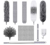 10PCS Feather duster kit, detachable bendable and reusable gap hand crevice brush for cleaning dust cobwebs on high ceiling fans lights blinds