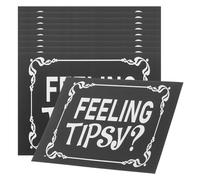 10pcs Feeling Tipsy Sticker Labels, Easy to Read Signage | Black PVC and Paper Finish, for Bartenders and Waitstaff, Menu Boards, Countertops, Drink Stations