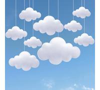 10PCS Felt Cloud Decorations, Fluffy Cloud Hanging Decor with Rope, 4 Sizes Wall Ceiling Decor for Home, Bedroom, Party and Wedding
