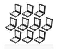 10pcs Film Display Box for False Nails, ABS Floating Frame | Stackable Portable Design, Snap Lock Lid, Black Finish, Salon Displays and Social Media Photography