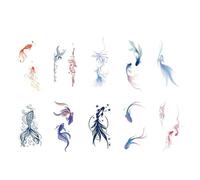 10Pcs Fish Tattoo Stickers For Hand Leg And Body Small Pattern Temporary Tattoos For Women Cute Realistic Fake Tattoo