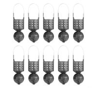10Pcs Fishing Bait Trap Cage Water-Filled Feeder with Float for Carp Coarse Fishing, PP Construction for Fresh Bait Retention and Enhanced Attraction in Lakes and Rivers(M)