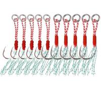 10Pcs Fishing Lure Slow Jigging Fishing Cast Jigs Assist Hook,Fishing Assist Hooks with Line,Pitch Jig Hooks Stainless Steel Hooks for Trolling Fashion Processed