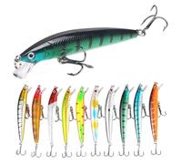 10PCS Fishing Lures, 3.9 Inch 9g 3D Simulation Eyes Bass Lures with Steel Hook, 10 Colors Plastic Crankbait for Freshwater Saltwater Lake Reservoir River, | Crankbait