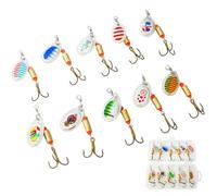 10Pcs Fishing Lures, Multi Colored Sequins Spinners, Lures Hard Metal Fishing Spinners with Box for Perch, Pike, Walleye, Trout, Salmon, Bass