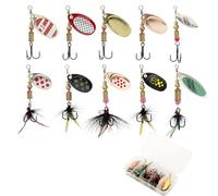 10Pcs Fishing Lures Rotating Sequins Hand crank Sequins Spinner Metal Sequins Multi Colored Fishing Accessories Fakes Baits for Freshwater Saltwater Fishing in Storage Box