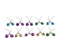 10pcs Fishing Rod Bell Alarms with Clip Twin Ring Bells for Double Rods Metal and Plastic Fishing Bell Set for Night Fishing and Tournament Use (012#)