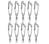 10pcs Fishing Rolling Swivel Line Connector for Offshore Carp Fishing | Stainless Steel and Copper Build, Double Hanging Rings, Silver Finish, Strong Pull, Saltwater Use