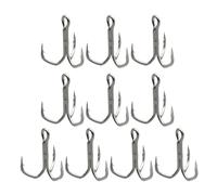 10pcs Fishing Treble Hooks Brave Sharp Ocean High Strength Saltwater Fishing Treble Hooks Round Bend Triple Fish Hooks