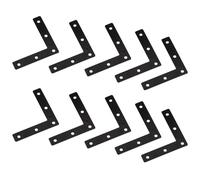 10Pcs Flat L Corner Bracket 50mm x 50mm Stainless Steel Joining Brace Brackets Mending Plates for Wood Shelf Cabinet Table Chair (Black)