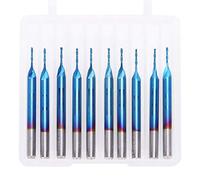 10Pcs Flat Nose End Mill Cutter 2 Flute Blue Coating Tungsten Steel Router Bits 3.175mm Shank for Wood Acrylic Plastic PCB Engraving Milling