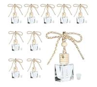 10PCS Flat Square Car 10ML Perfume Empty Bottles with Gold Wire Rope Flat Square Empty Bottles-Car Diffusers for Essential Oils-Essential Oil Car Freshener-Hanging Car Air Freshener