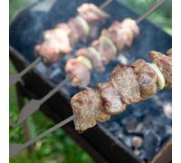 10pcs Flat Ti Barbecue Skewers Outdoor Backyard Picnic BBQ Grilling Kabob Skewers BBQ Sticks Durable Lightweight Resistant for Shish Kabob Shrimp Chicken Fruit Vegetable Meat Beef (32cm)
