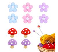10pcs Flower and Mushroom Knitting Needle Stoppers, Silicone Knitting Accessories, Safe for 2-8mm Knitting Needle Stoppers, Knitting Accessories UK, Stitch Holders for Crochet DIY Crafts