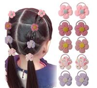 10PCS Flower Hair Ties for Baby Girls, Cute Hair Elastics, 5 Colors Hair Flower Ties, Baby Toddler Hair Accessories, Hair Bobbles for Girls