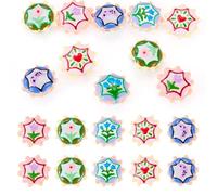 10Pcs Flower Lampwork Glass Beads Lampwork Bumpy Beads Colorful 3D Heart Moon Enamel Bead Cute Flat Round Glass Spacer Bead for Valentines Bracelet Necklace Earring Jewelry Making