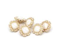 10pcs Flower Pearl Metal Buttons for Women Shirt Coat Dress Sewing,White,12mm