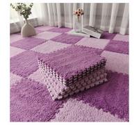 10pcs Fluffy Puzzle Piece Rugs Soft Plush Bedroom Carpet Easy-Clean Foam Floor Mat Tiles Fuzzy Climbing Activity Mat Light Purple & Dark Purple Perfect for Kids' Playroom