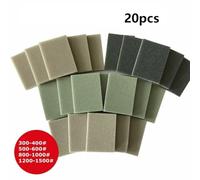 10pcs Foam Sanding Block Sponge Pads 300-400# to 1200-1500# Wet Dry Sandpaper for Metal Plastic Glass Fiber Polishing (20pcs（Each 5pcs）)