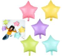 10PCS Foil Balloons, 18-Inch Pastel Rainbow Star Balloon for Birthday Party Decorations, Non-Toxic Aluminum Foil Balloons for Air/Helium Inflation