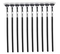 10PCS Foldable Angle Lash Fan Brush, 6.8 Inch Black & Silver Mascara Brushes & Lash Separator Tool for Makeup Application, Professional Eyelash Brush Set