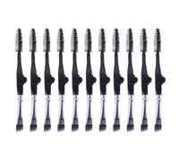 10pcs Foldable Double Head Mini Eyebrow Brush for Daily Makeup | Black Plastic Handle, Artificial Fiber and Aluminum Build, for Eyelashes, Salon Use, Makeup Artists