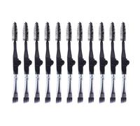 10pcs Foldable Mini Eyebrow Brush for Women, Black | Plastic and Aluminum Handle, Lightweight Hold, Artificial Fiber Bristles, Beauty Tool for Brows and Lashes