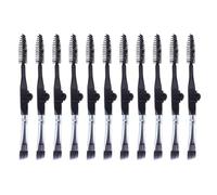 10pcs Foldable Mini Eyebrow Makeup Brush for Women and Black | Artificial Fibre, Plastic and Aluminium Handle, Lightweight Grip, Dual-use Brow and Lash Tool