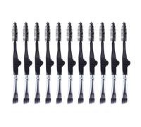 10pcs Foldable Mini Makeup Eyebrow Brush with Spiral Eyelash Brush | Artificial Fiber Bristles, Plastic and Aluminum Handle, Black Finish, Lightweight Design for Ladies