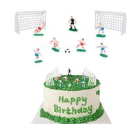 10pcs Football Cake Decoration Set Football Figures Cake Toppers Soccer Toppers for Cakes and Cupcakes Set Football Cupcake Topper for Sport Theme Party Decoration Supplies(Red Blue)