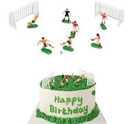 10pcs Football Cake Decoration Set Football Figures Cake Toppers Soccer Toppers for Cakes and Cupcakes Set Football Cupcake Topper for Sport Theme Party Decoration Supplies(Red Yellow)
