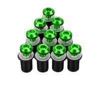 10PCS For M5 Motorcycle Windscreen Windshield For Bolt Screws Nut Fastener For FZ1 For FZ6 For Z6R For FJR1300 with Washers(Green)