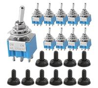 10pcs for mini for toggle Switch Set, SPDT 2-Position On-On and 3-Position On-Off-On, 6 Pin Metal with Protective, Compatible with MTS-103/MTS-203/MTS-202, for ideal for Automotive,(6 pin ON/ON)