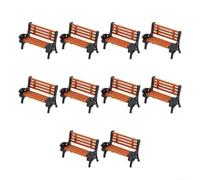 10pcs for mini Park Benches HO Scale Orange Seat Black Arms 10pcs(1:100)
