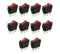 10Pcs for Red LED Rocker Switch ON-OFF-ON 3 Pin 15A 250V for Industrial