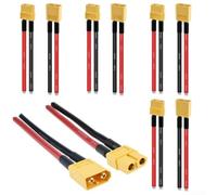 10PCS for XT60 Connector Cable 12AWG Silicone Wire Extension for RC for LIPO Battery Car Boat, 5 Pairs Male Female (50mm/100mm/200mm/300mm)(5cm)