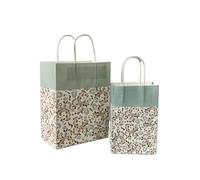 10pcs Foral Fruit Paper Bag With Handle Multifunction Christams Birthday Party Favor Decoration Packing Bags(Color20,21x13x8cm)