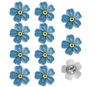 10pcs Forget-Me-Not Memorial Brooches with Floral Designs, Perfect for Funerals