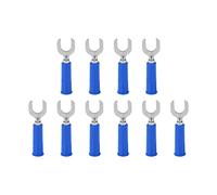 10pcs Fork Spade Banana Plug Wire Connectors, Brass PVC, 4mm Hole, 8mm U Type, Green - Strong Conductivity, Stable Electrical Connection for Industrial and Automotive Use (Blue)