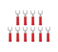 10pcs Fork Spade Banana Plug Wire Connectors, Brass PVC, 4mm Hole, 8mm U Type, Green - Strong Conductivity, Stable Electrical Connection for Industrial and Automotive Use (Red)